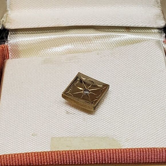 Vintage La Mode Gold Filled Diamond Tie Tac - Picture 3 of 4